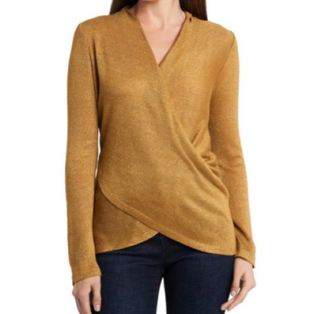 1 State Sparkle Cozy Criss Cross Long Sleeve Top